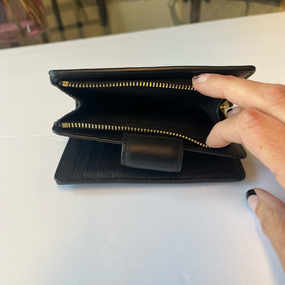 Coach Brown Signature Canvas Card Case with Black Snap - Picture 5 of 6